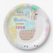 Lama lustiger, farbenfroher Kindergeburtstag Pappteller (Vorderseite)