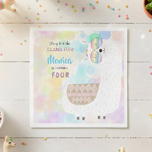 Lama lustiger, farbenfroher Kindergeburtstag Serviette