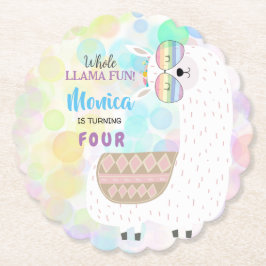 Lama lustiger, farbenfroher Kindergeburtstag Untersetzer