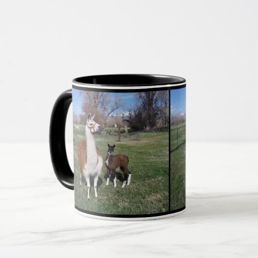 Lama Mama und Llama Baby Tasse (Vorderseite Links)