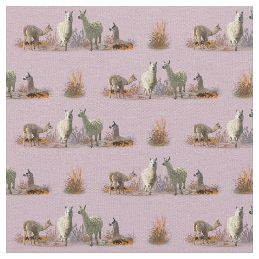 Lama Meadow Fabric (Dusty Pink) Stoff (Nahaufnahme)