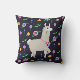 Lama mit Blume Kissen