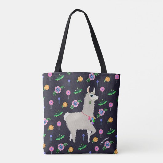 Lama mit Blume Tasche (Rückseite)