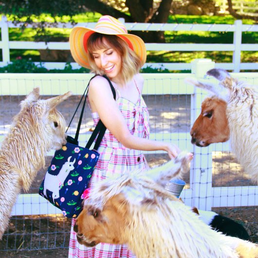 Lama mit Blume Tasche