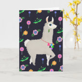 Lama mit Blume zum Geburtstag Karte (Gelbe Blume)