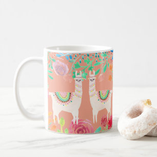 Lama mit Blumen Kaffeetasse