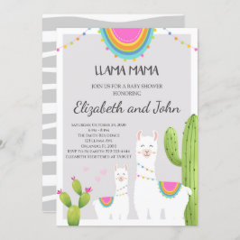 Lama mit Cactus Baby Shower Einladung