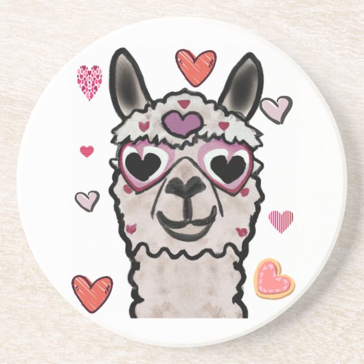 Lama mit Herzaugen gezeichnet Getränkeuntersetzer (Vorne)