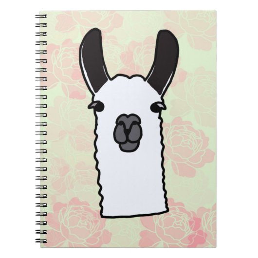 Lama mit Pfingstrosen Notizblock (Vorderseite)