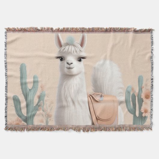 Lama mit Sattel in der Wüste Decke (Vorderseite)