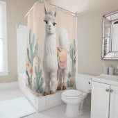 Lama mit Sattel in der Wüste Duschvorhang (Beispiel)