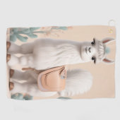 Lama mit Sattel in der Wüste Golfhandtuch (Horizontal)