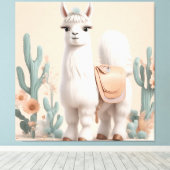 Lama mit Sattel in der Wüste Leinwanddruck (Insitu (Holzboden))