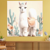 Lama mit Sattel in der Wüste Leinwanddruck (Insitu (Wohnzimmer))