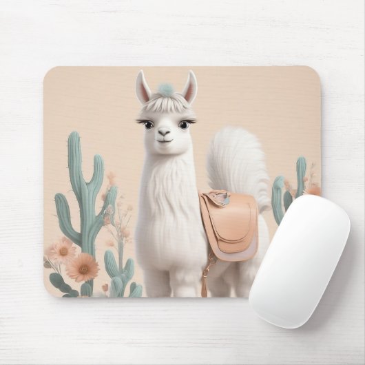 Lama mit Sattel in der Wüste Mousepad (Mit Mouse)