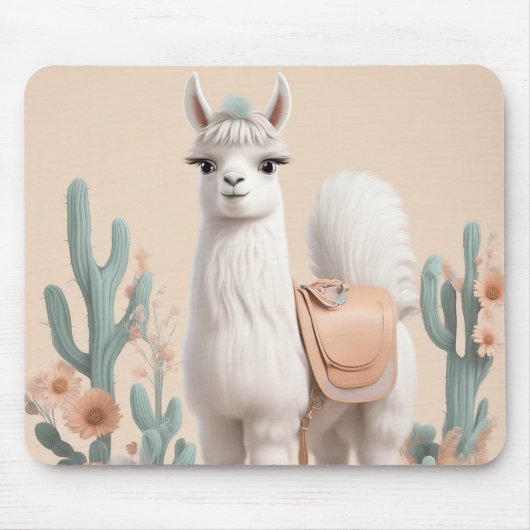Lama mit Sattel in der Wüste Mousepad (Vorne)