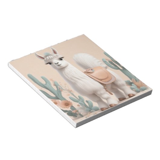 Lama mit Sattel in der Wüste Notizblock (angewinkelt)