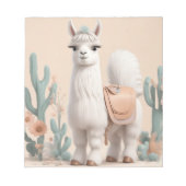 Lama mit Sattel in der Wüste Notizblock (Vorderseite)