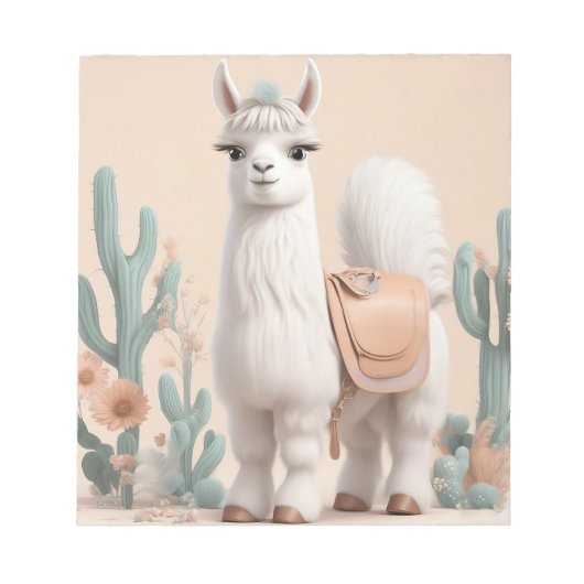 Lama mit Sattel in der Wüste Notizblock (Vorderseite)