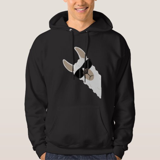 Lama mit Sonnenbrille cool Alpaka Hoodie (Vorderseite)