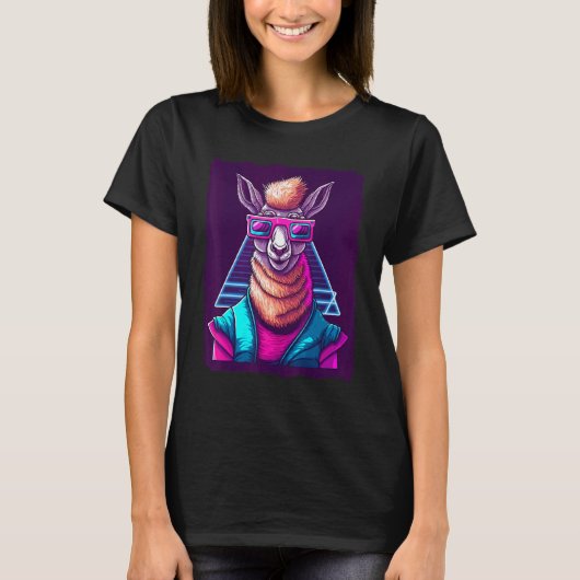 Lama mit Sonnenbrille T-Shirt (Vorderseite)