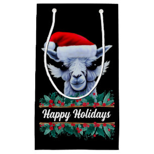 Lama mit Weihnachtsmannmütze kleine Geschenktasche Geschenktüte