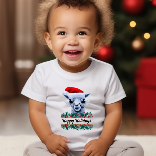 Lama mit Weihnachtsmannmütze Kleinkind T-shirt