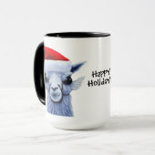 Lama mit Weihnachtsmannmütze Tasse (Vorderseite Links)
