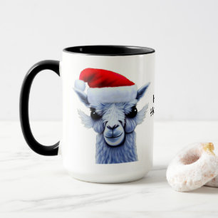 Lama mit Weihnachtsmannmütze Tasse