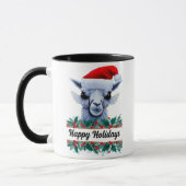 Lama mit Weihnachtsmannmütze und Text Tasse (Links)