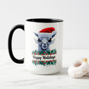 Lama mit Weihnachtsmannmütze und Text-Tasse Tasse