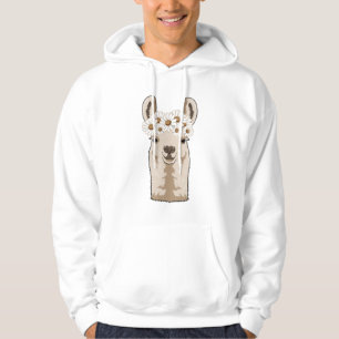 Lama mit weißen Blüten Hoodie