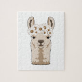 Lama mit weißen Blüten Puzzle (Vertikal)