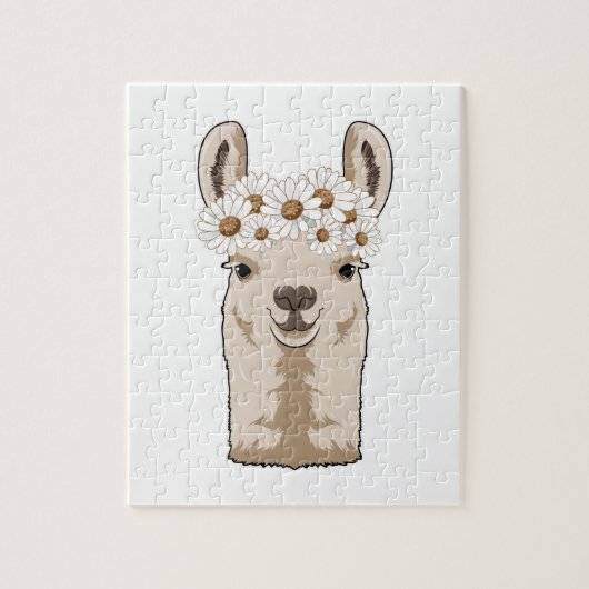 Lama mit weißen Blüten Puzzle (Vertikal)