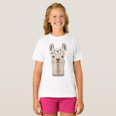 Lama mit weißen Blüten T-Shirt (Vorne ganz)