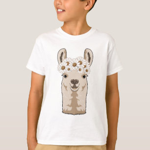 Lama mit weißen Blüten T-Shirt