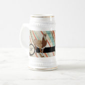 Lama-Monogramm-Vintage Streifen Stein Bierglas (Vorderseite Links)