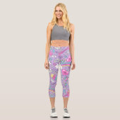Lama-Muster 1 Capri Leggings (Vorderseite)