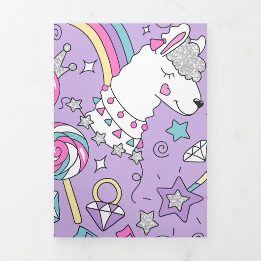 Lama-Muster 1 Dreifach Gefaltete Urlaubskarte (Cover)