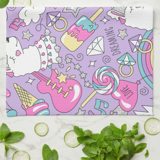 Lama-Muster 1 Geschirrtuch (Gefaltet)