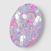 Lama-Muster 1 Große Wanduhr (Winkel)