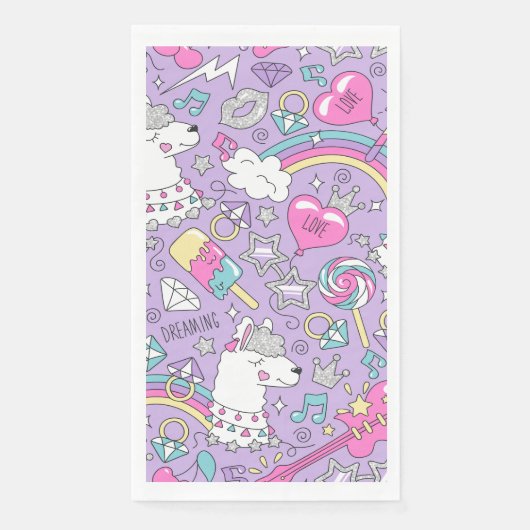 Lama-Muster 1 Serviette (Vorderseite)