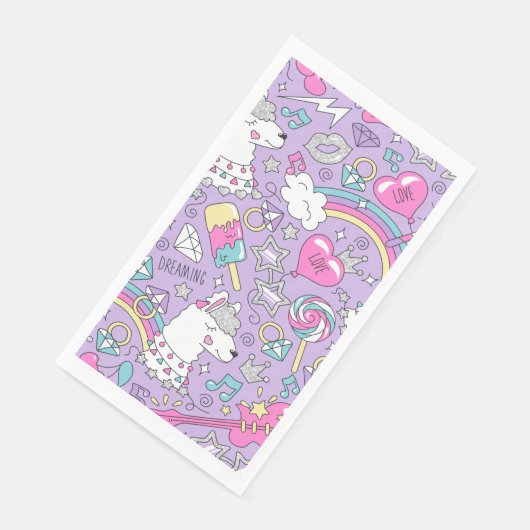 Lama-Muster 1 Serviette (Ecke)