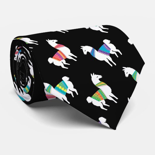 Lama-Muster - benutzerdefinierte Hintergrundfarbe Krawatte (Gerollt)
