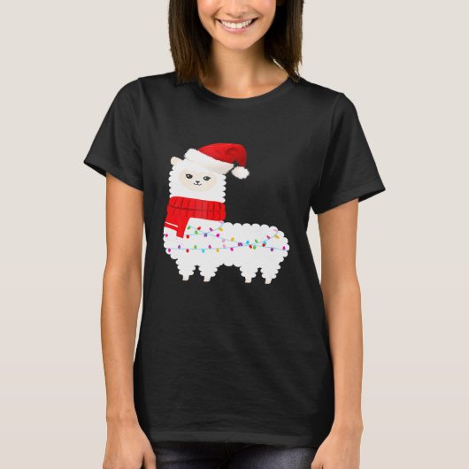 Lama Niedlich Santa Alpaca Weihnachtsfest T-Shirt (Vorderseite)