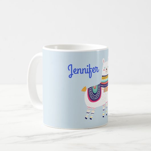 Lama-niedlicher individueller Name Kaffeetasse (Vorderseite Links)