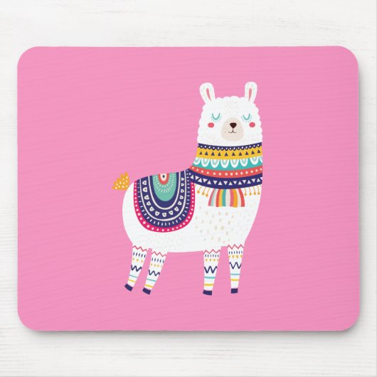 Lama-niedliches Rosa Mousepad (Vorne)
