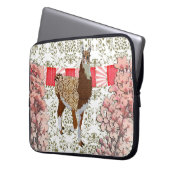 Lama-olivgrüne Damast-Kirschblüten-Computer-Hülse Laptopschutzhülle (Vorderseite Links)