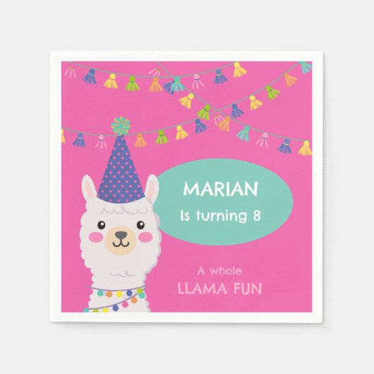 Lama-Party in hellen Farben Serviette (Vorderseite)