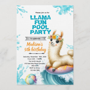 Lama-Poolparty-Einladung Einladung